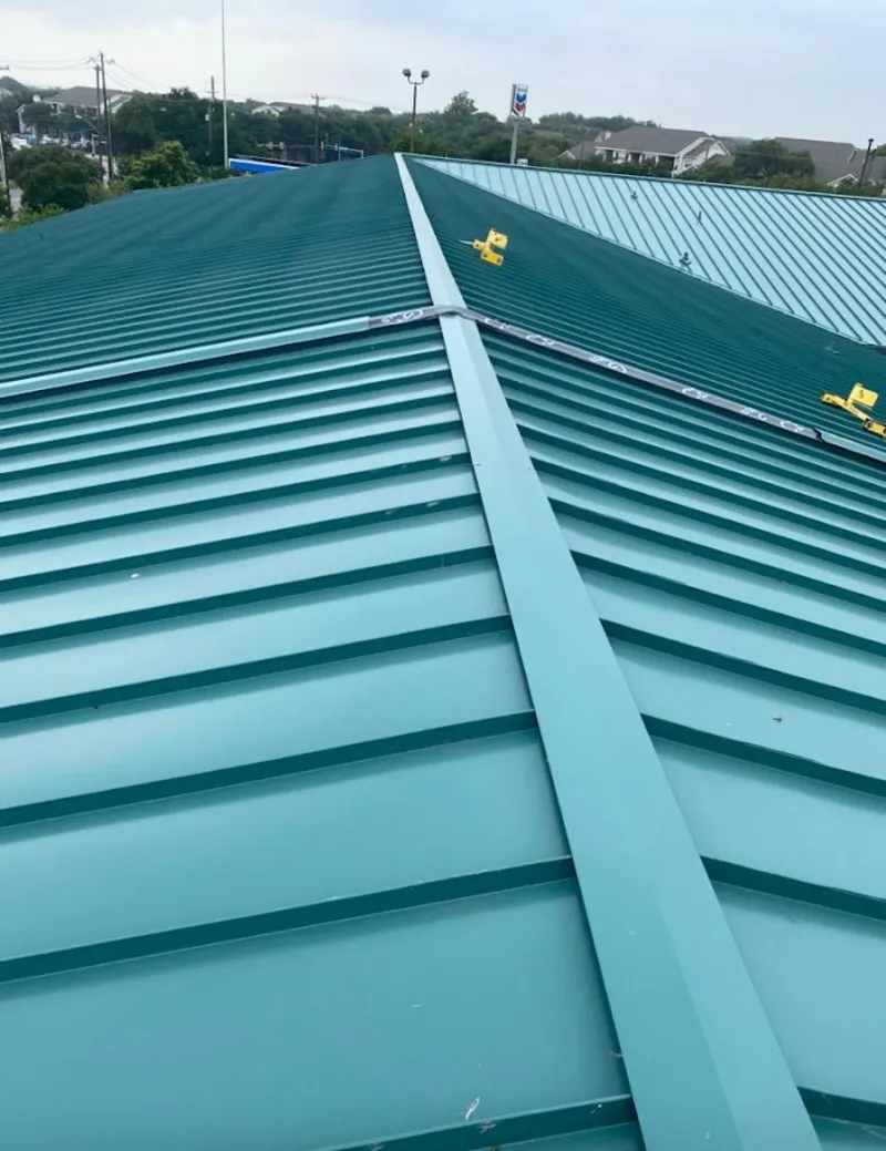 Green commercial metal roof ridge and valley for Metal Roof Repair in McHenry